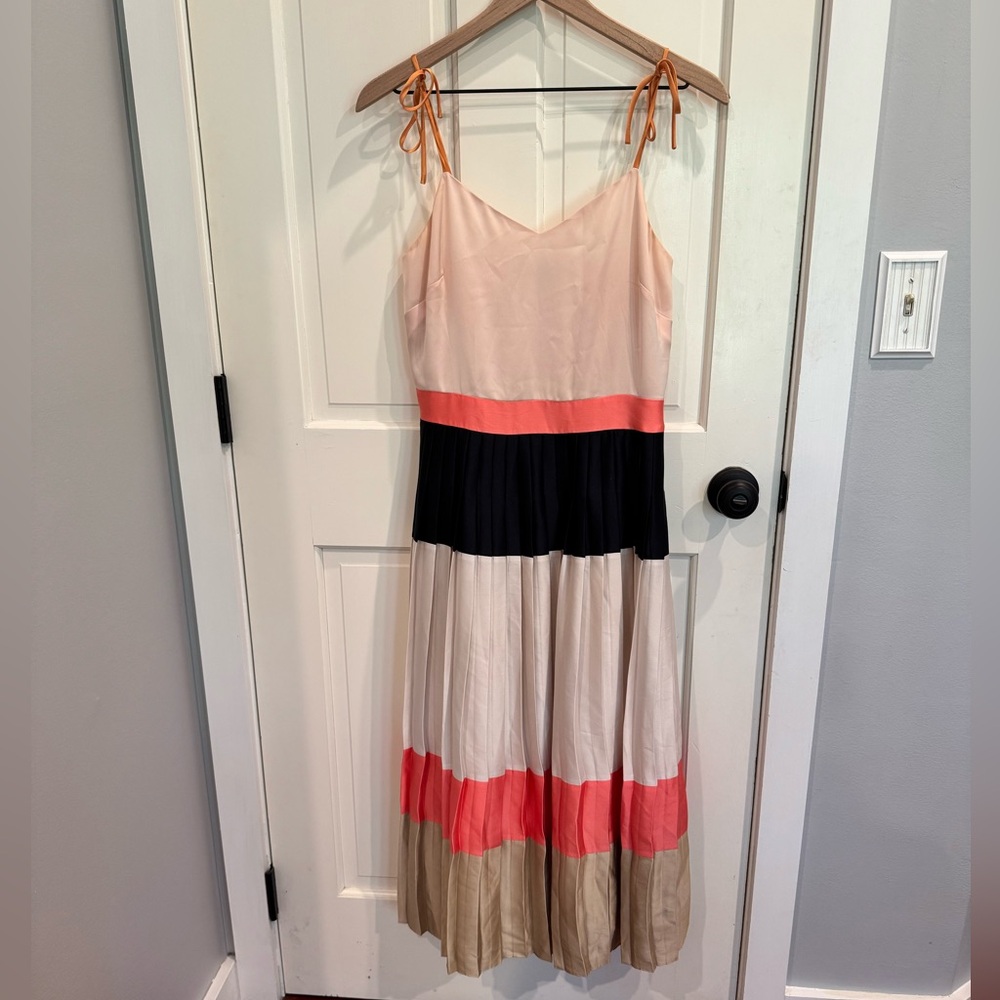 Banana Republic Strappy Colorblock Midi Dress in Cream, Navy, Light Pink & Coral